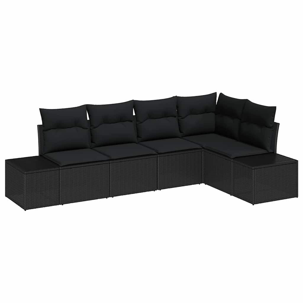 Gartensofa-set 5 stk. Schwarz Poly-Rattan