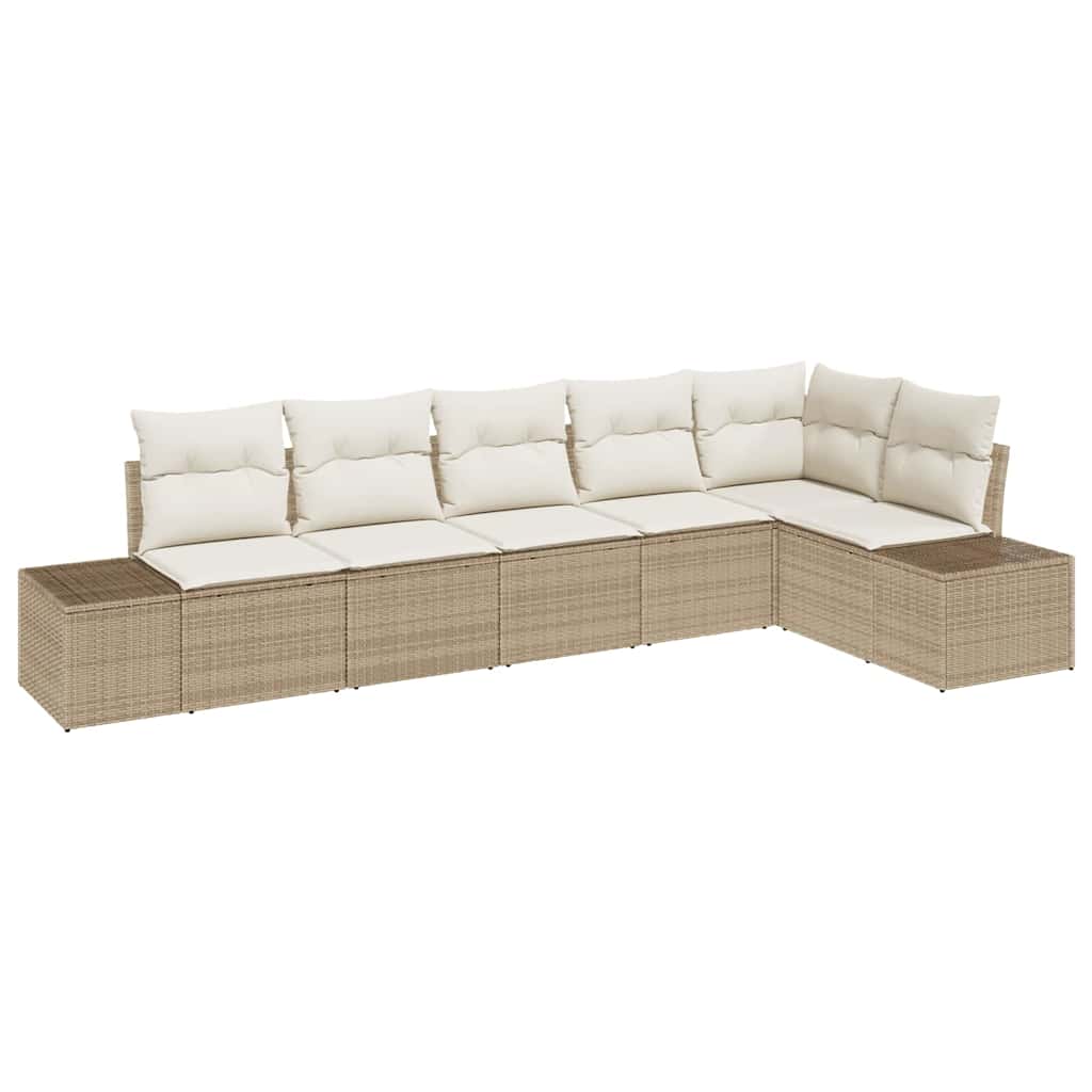 Gartensofa-set 6 stk. Beige und Creme Poly-Rattan