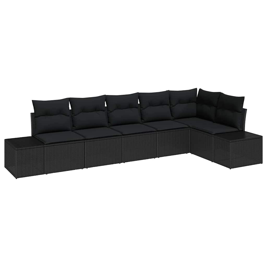 Gartensofa-set 6 stk. Schwarz Poly-Rattan