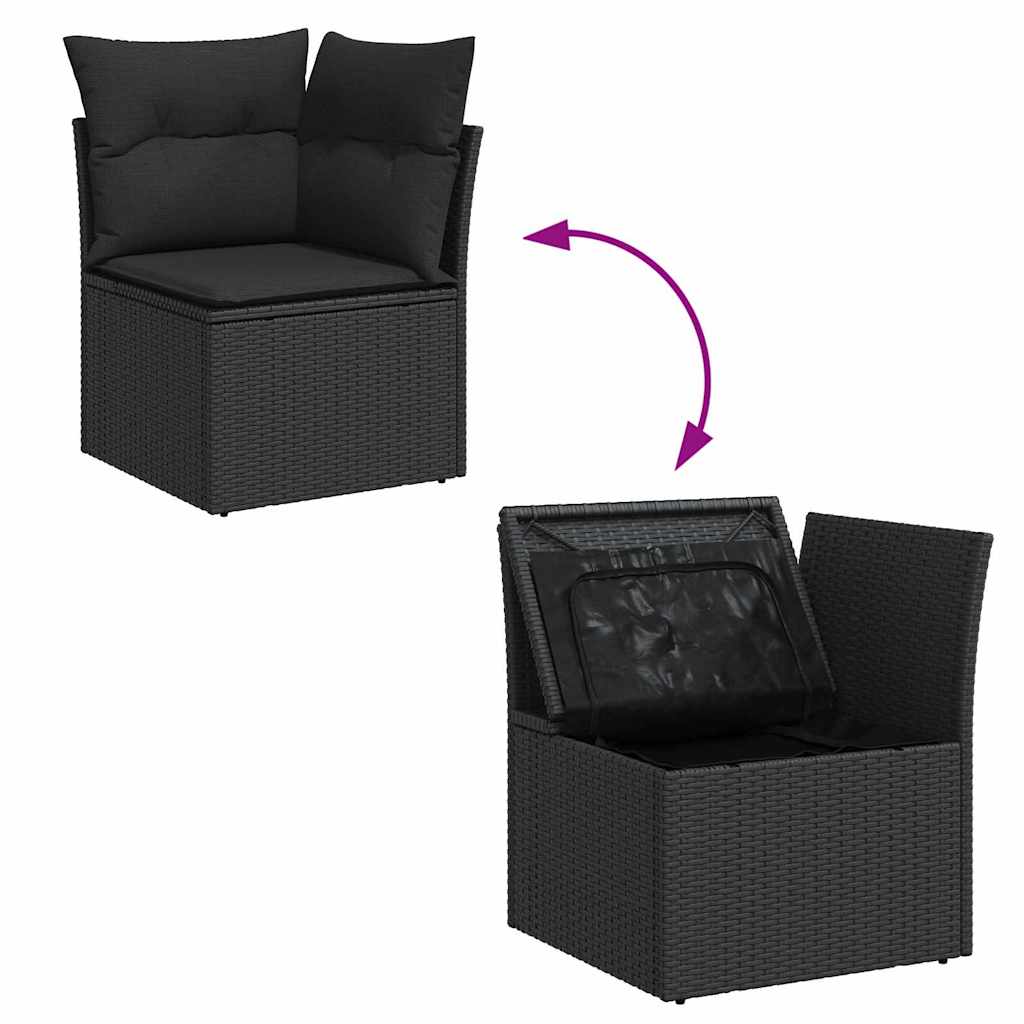 Gartensofa-set 6 stk. Schwarz Poly-Rattan
