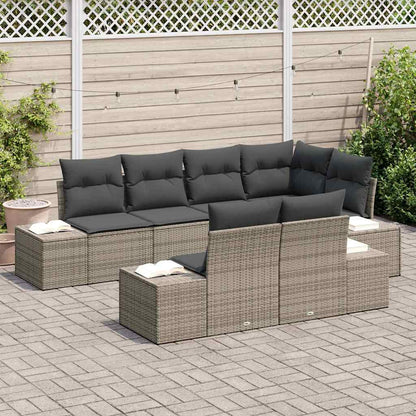 Gartensofa-set 7 stk. Grau Poly-Rattan