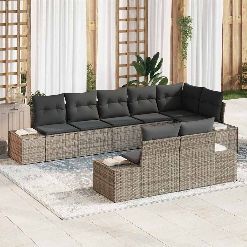 Gartensofa-set 8 stk. Grau Poly Rattan