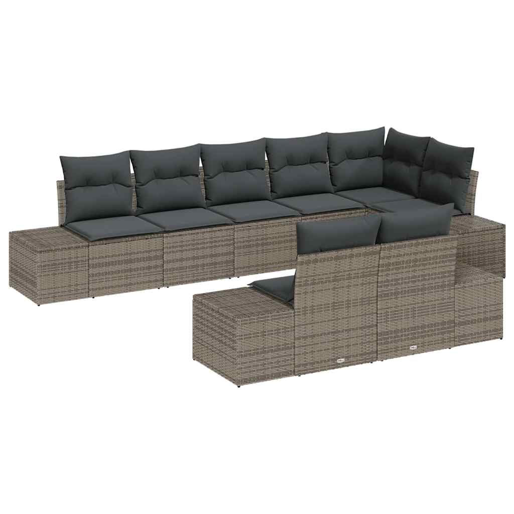 Gartensofa-set 8 stk. Grau Poly Rattan