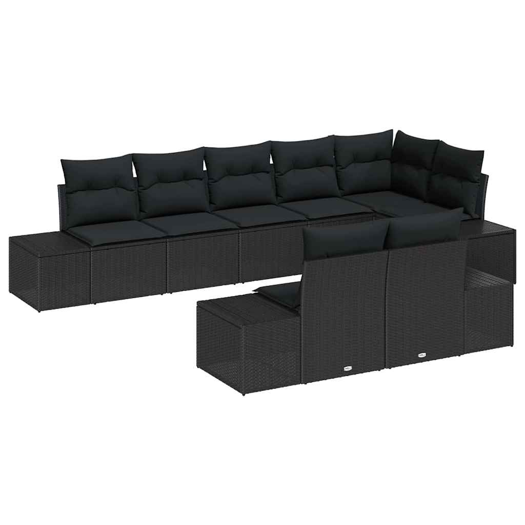 Gartensofa-set 8 stk. Schwarz Poly Rattan
