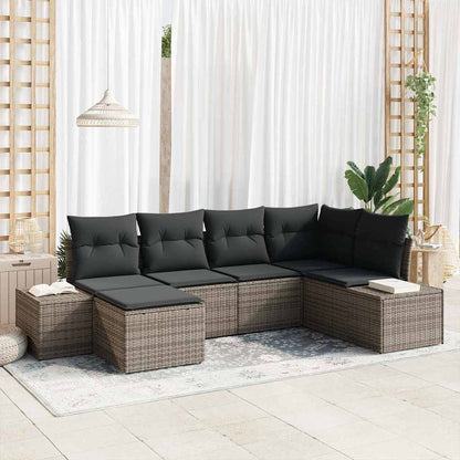 Garten-Sofa-Set 6 stk. Grau Poly-Rattan