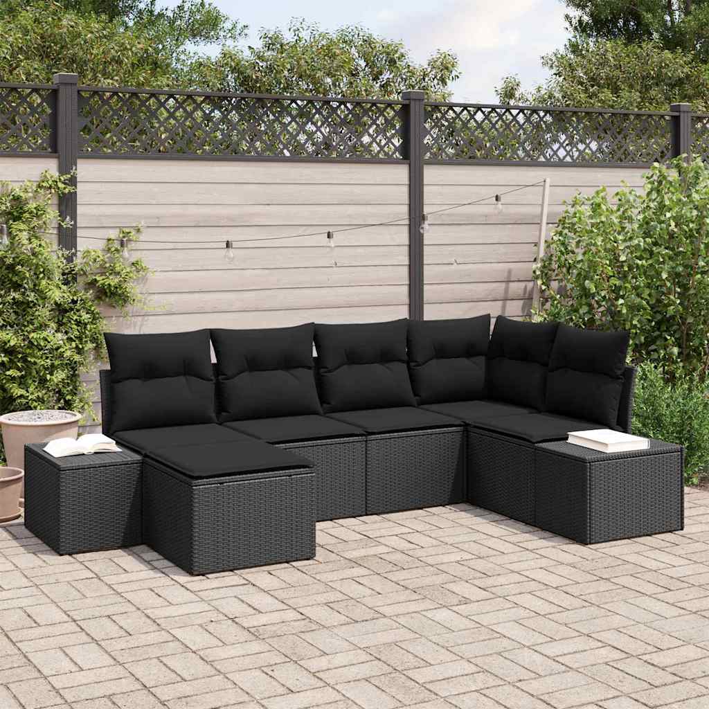 Garten-Sofa-Set 6 stk. Schwarz Poly-Rattan