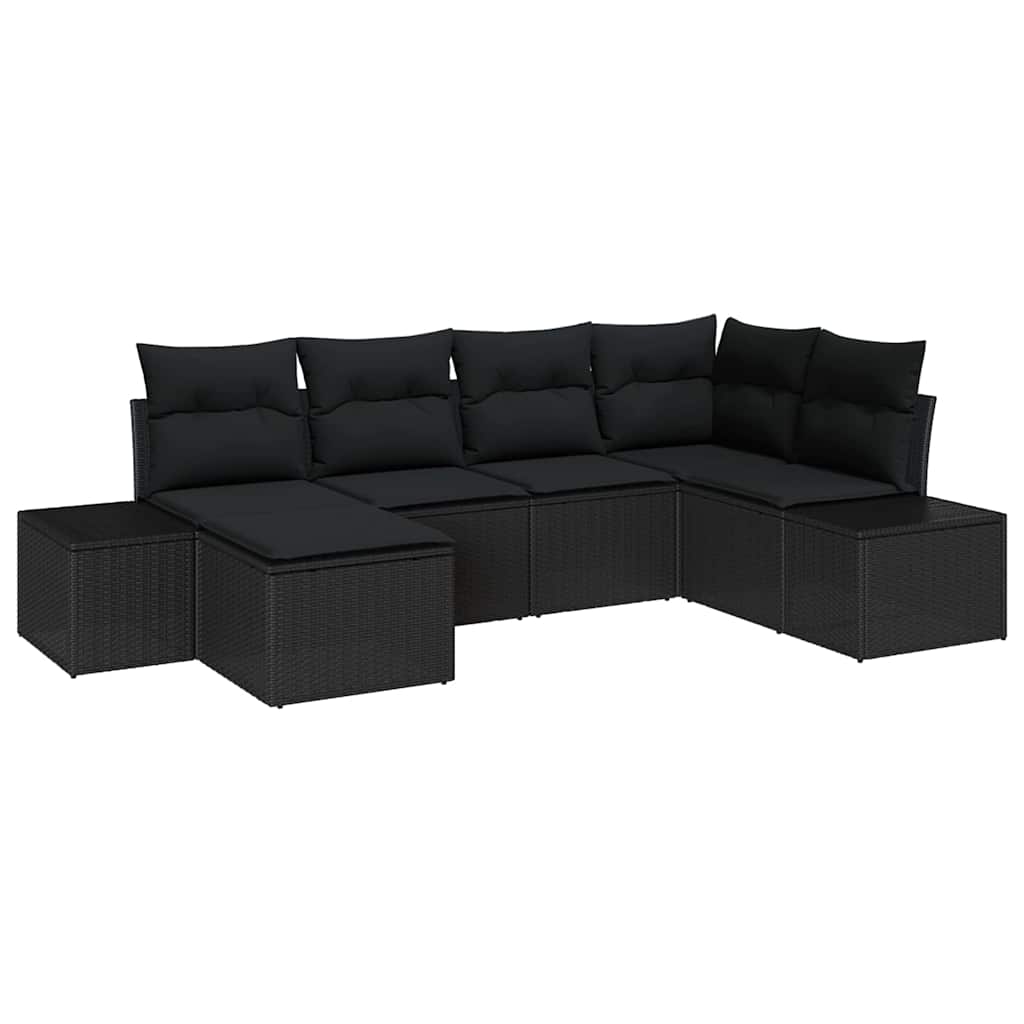 Garten-Sofa-Set 6 stk. Schwarz Poly-Rattan