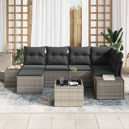 Garten-Sofa-Set 6 stk. Grau Poly-Rattan