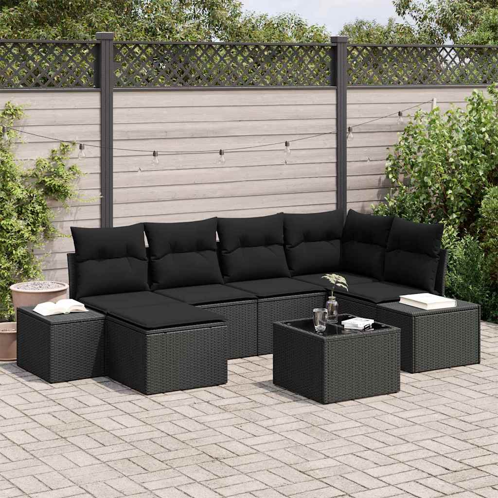 Garten-Sofa-Set 6 stk. Schwarz Poly-Rattan