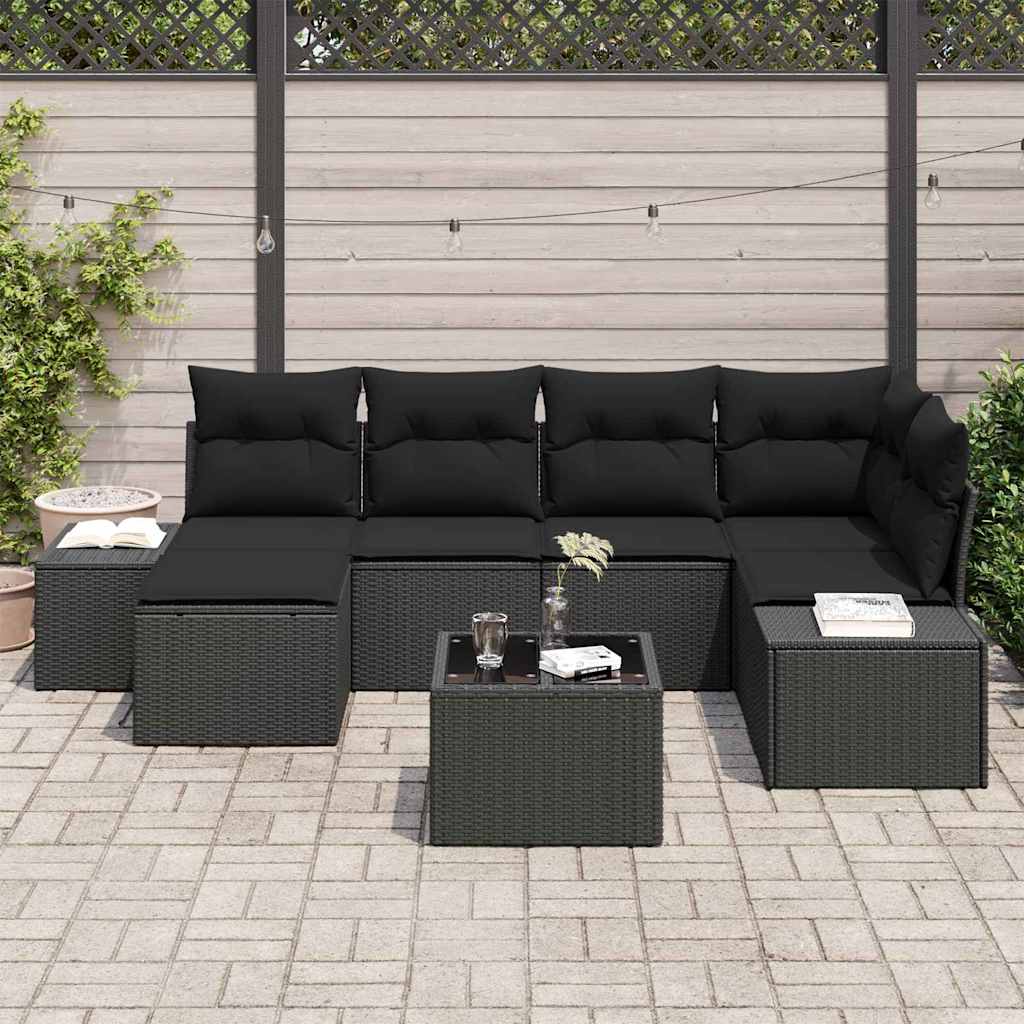 Garten-Sofa-Set 6 stk. Schwarz Poly-Rattan