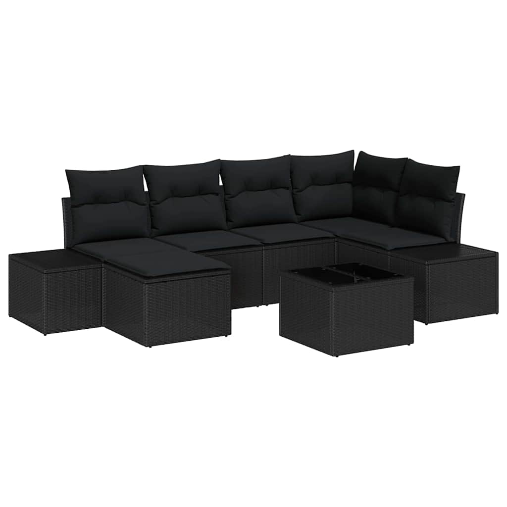 Garten-Sofa-Set 6 stk. Schwarz Poly-Rattan
