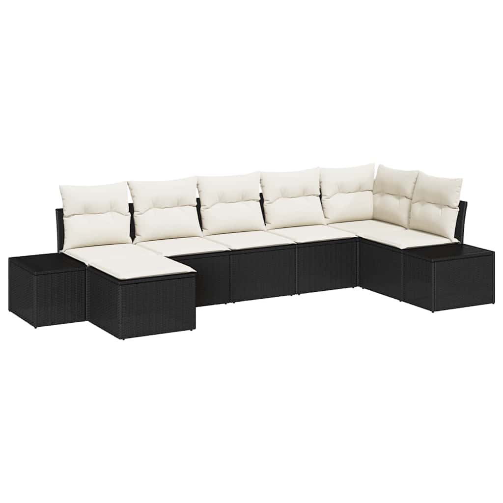 Garten-Sofa-Set 7 stk. Schwarz Poly-Rattan
