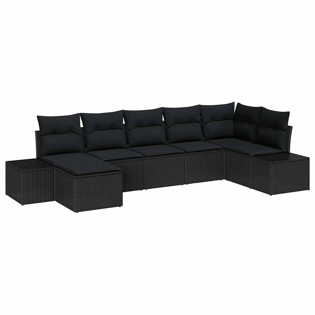 Garten-Sofa-Set 7 stk. Schwarz Poly-Rattan