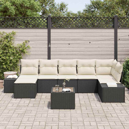 Garten-Sofa-Set 7 stk. Schwarz Poly-Rattan