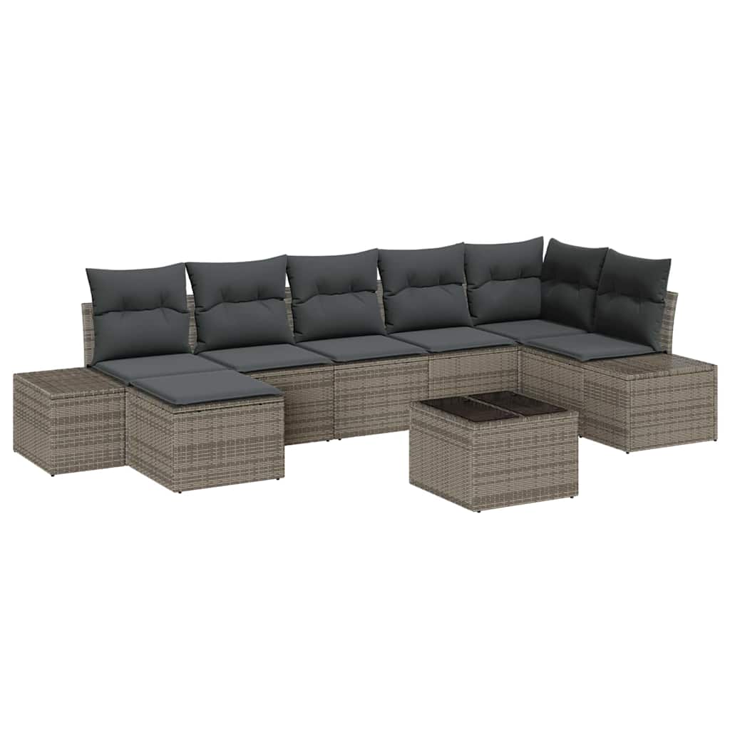 Garten-Sofa-Set 7 stk. Grau Poly-Rattan