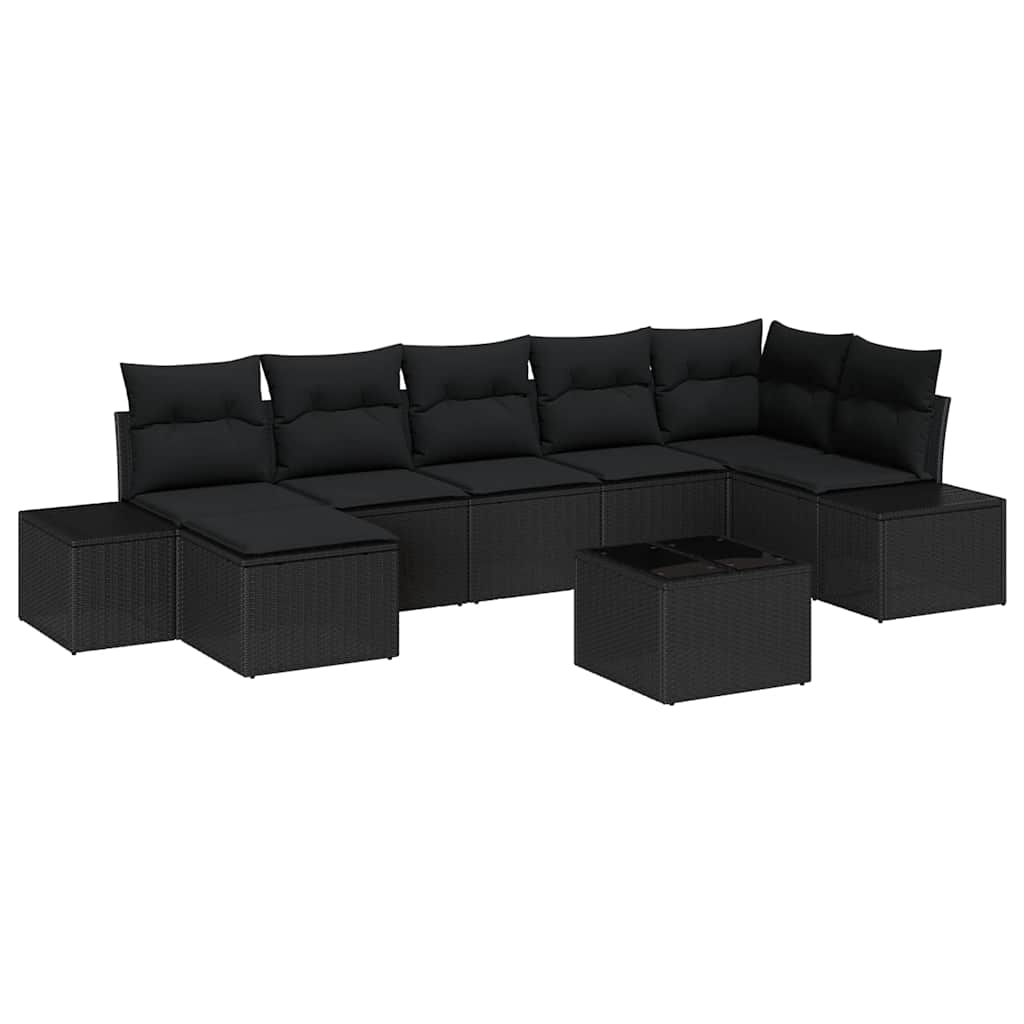 Garten-Sofa-Set 7 stk. Schwarz Poly-Rattan