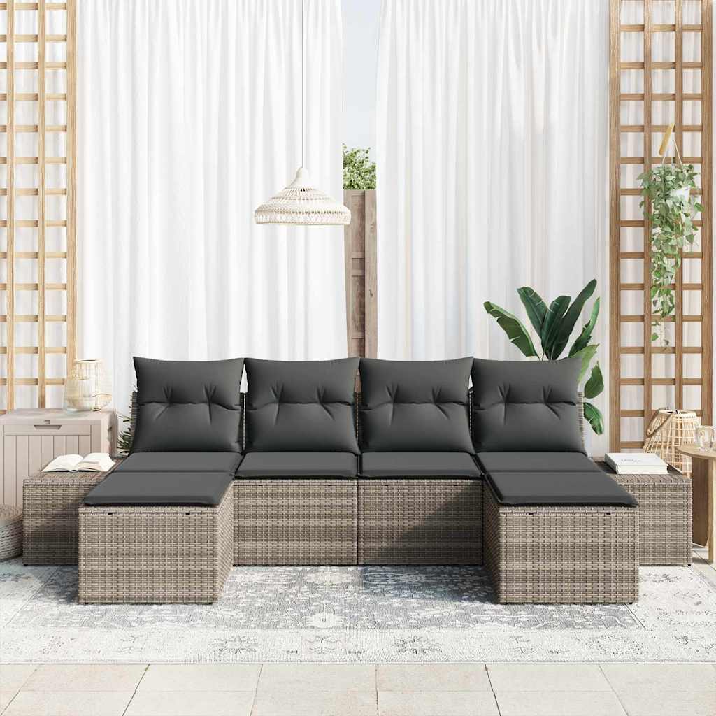 Garten-Sofa-Set 4 stk. Grau Poly-Rattan
