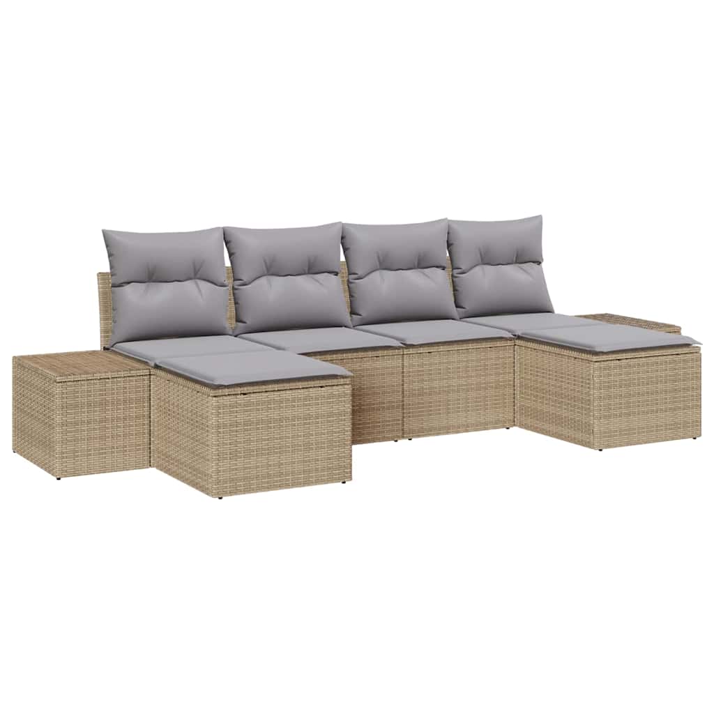 Garten-Sofa-Set 4 stk. Beige und Hellgrau Poly-Rattan