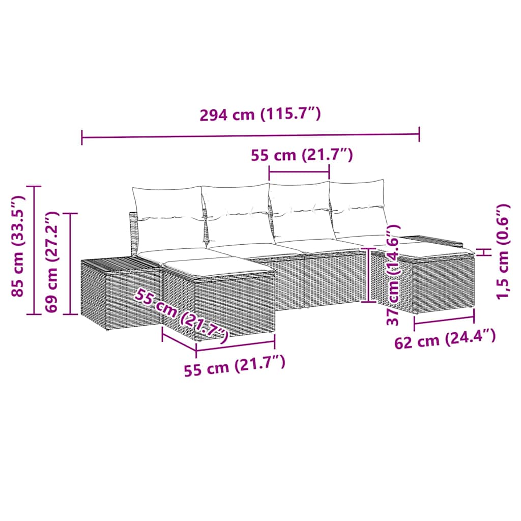 Garten-Sofa-Set 4 stk. Beige und Hellgrau Poly-Rattan