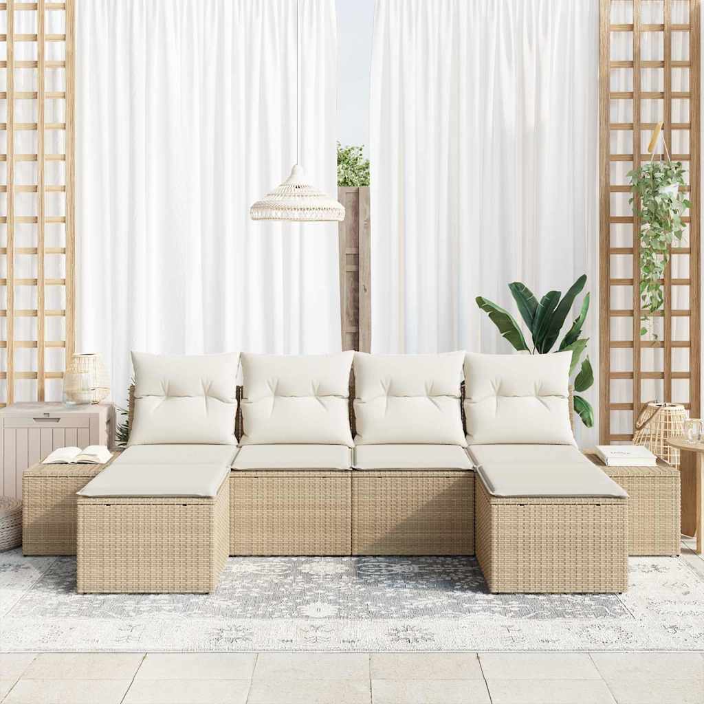 Garten-Sofa-Set 4 stk. Beige und Creme Poly-Rattan