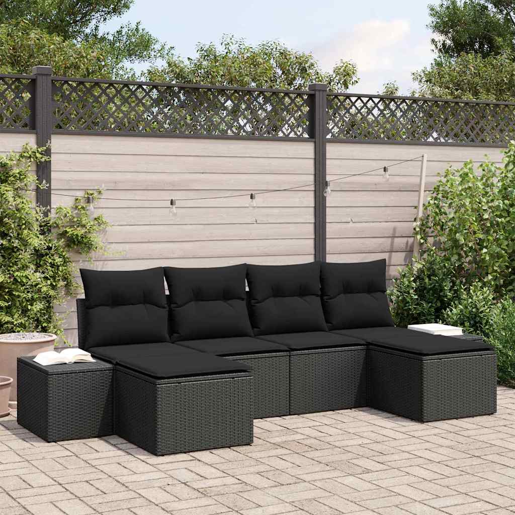 Garten-Sofa-Set 4 stk. Schwarz Poly-Rattan