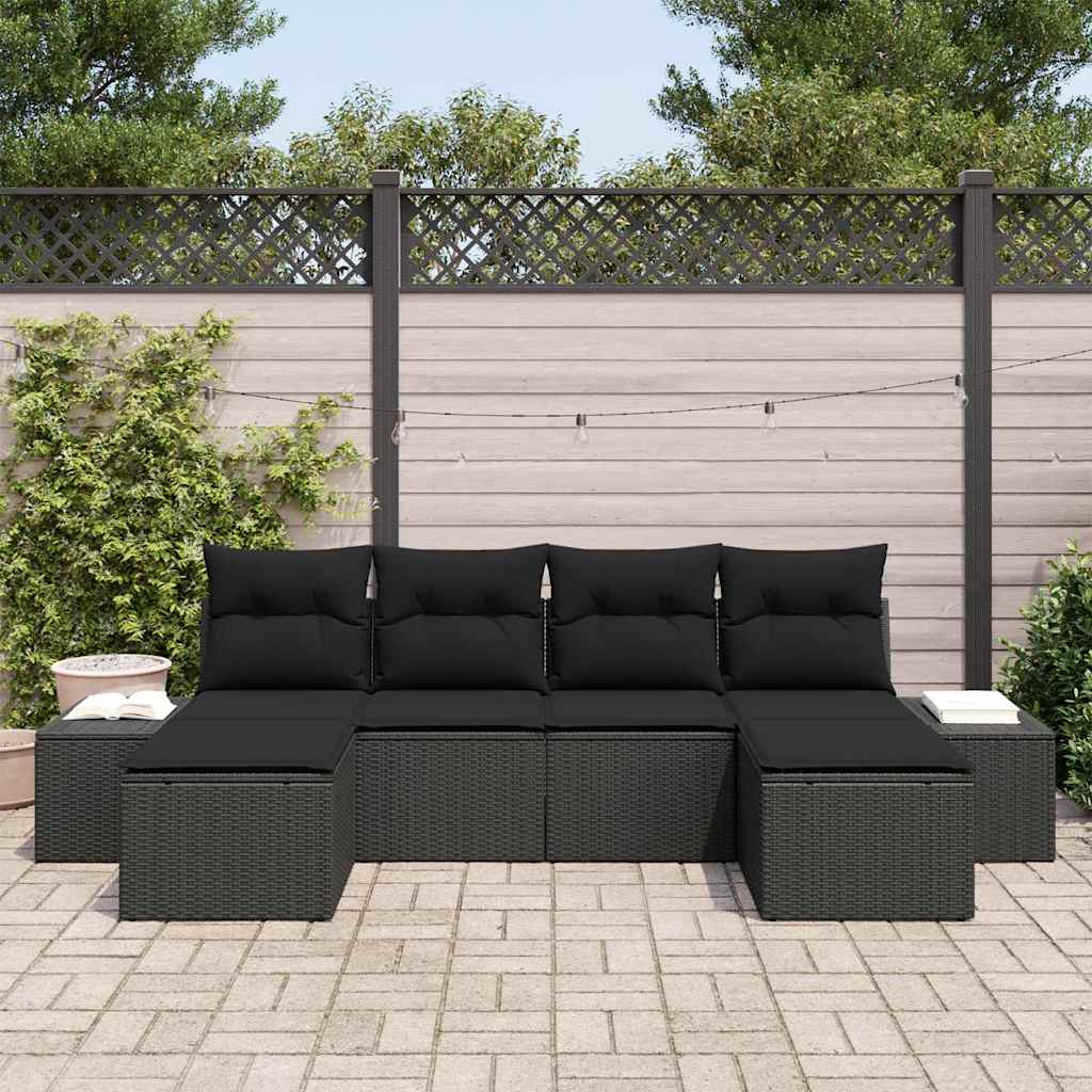 Garten-Sofa-Set 4 stk. Schwarz Poly-Rattan