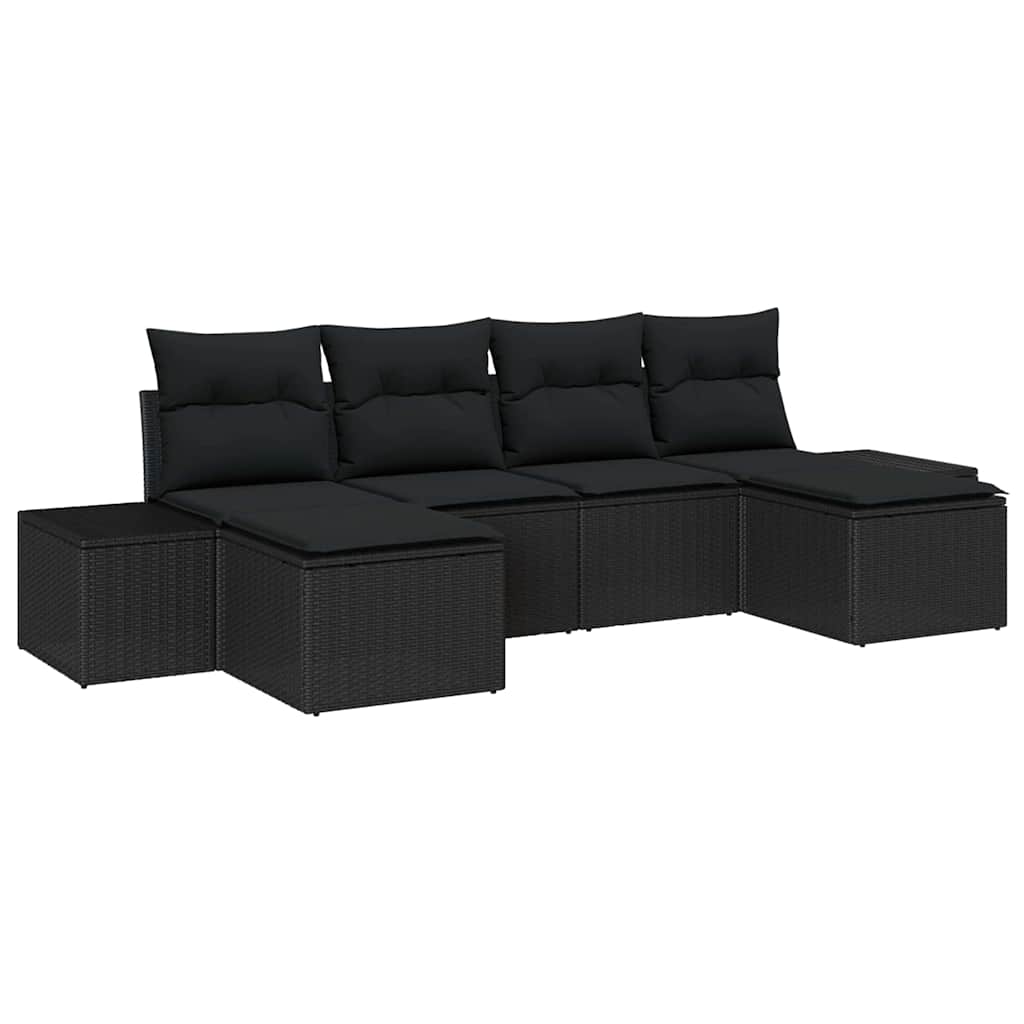 Garten-Sofa-Set 4 stk. Schwarz Poly-Rattan