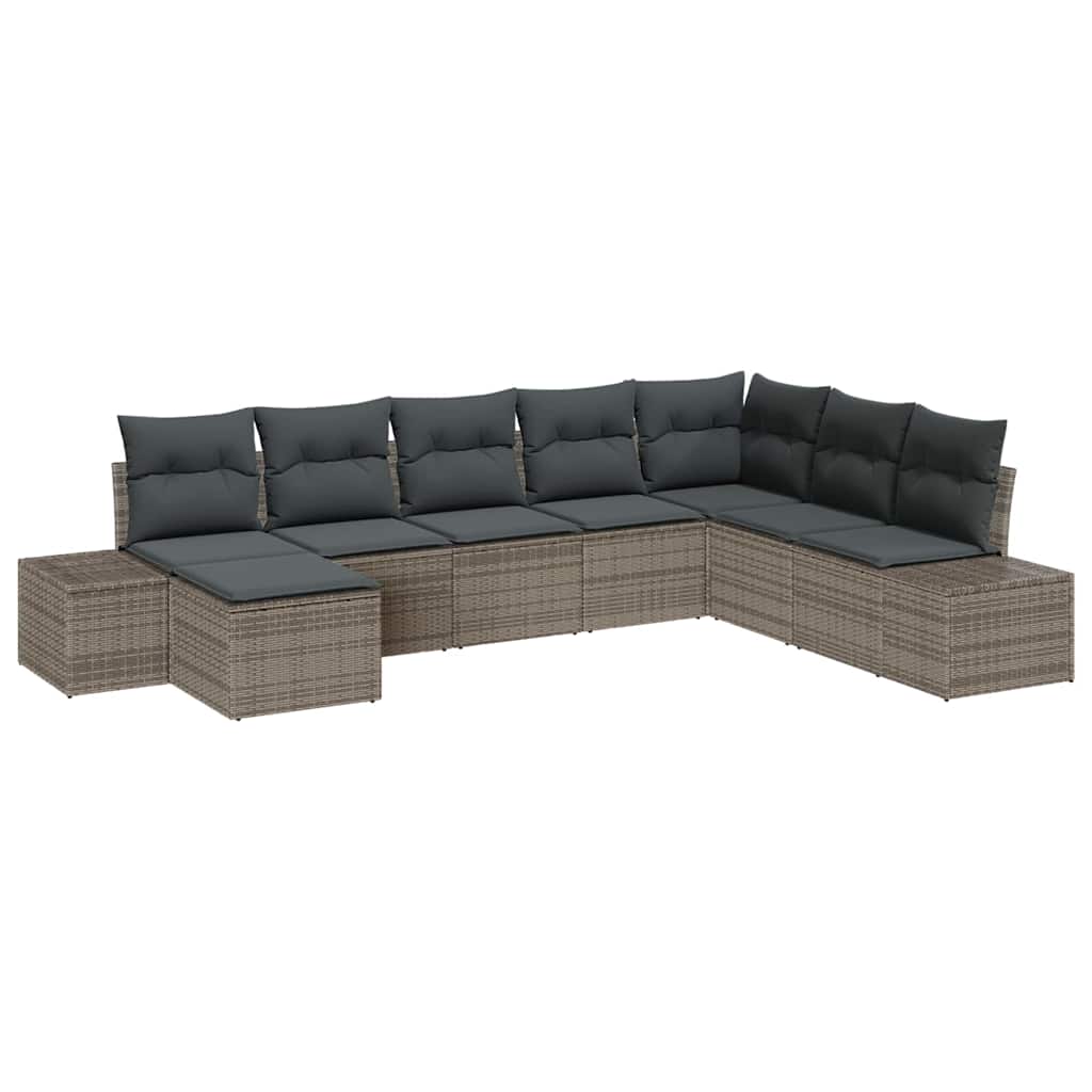 Garten-Sofa-Set 8 stk. Grau Poly-Rattan