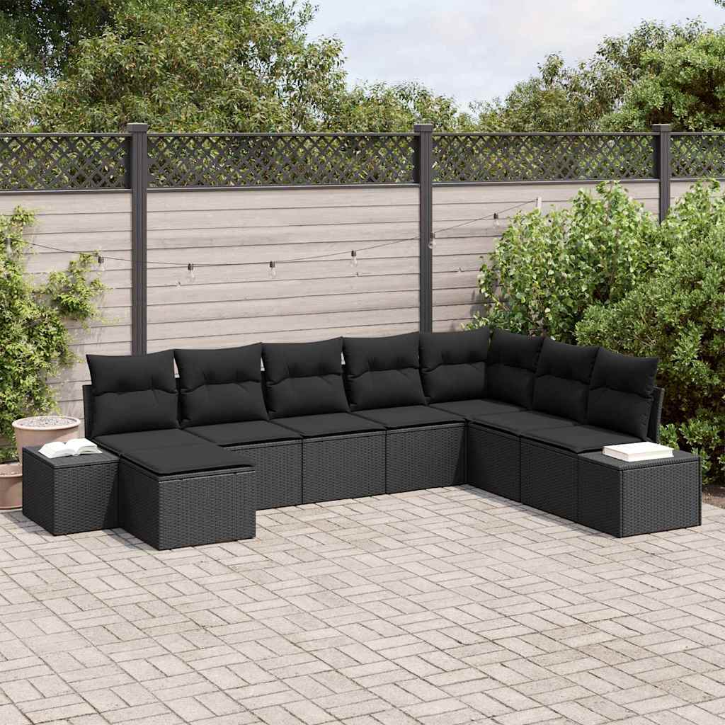Garten-Sofa-Set 8 stk. Schwarz Poly-Rattan