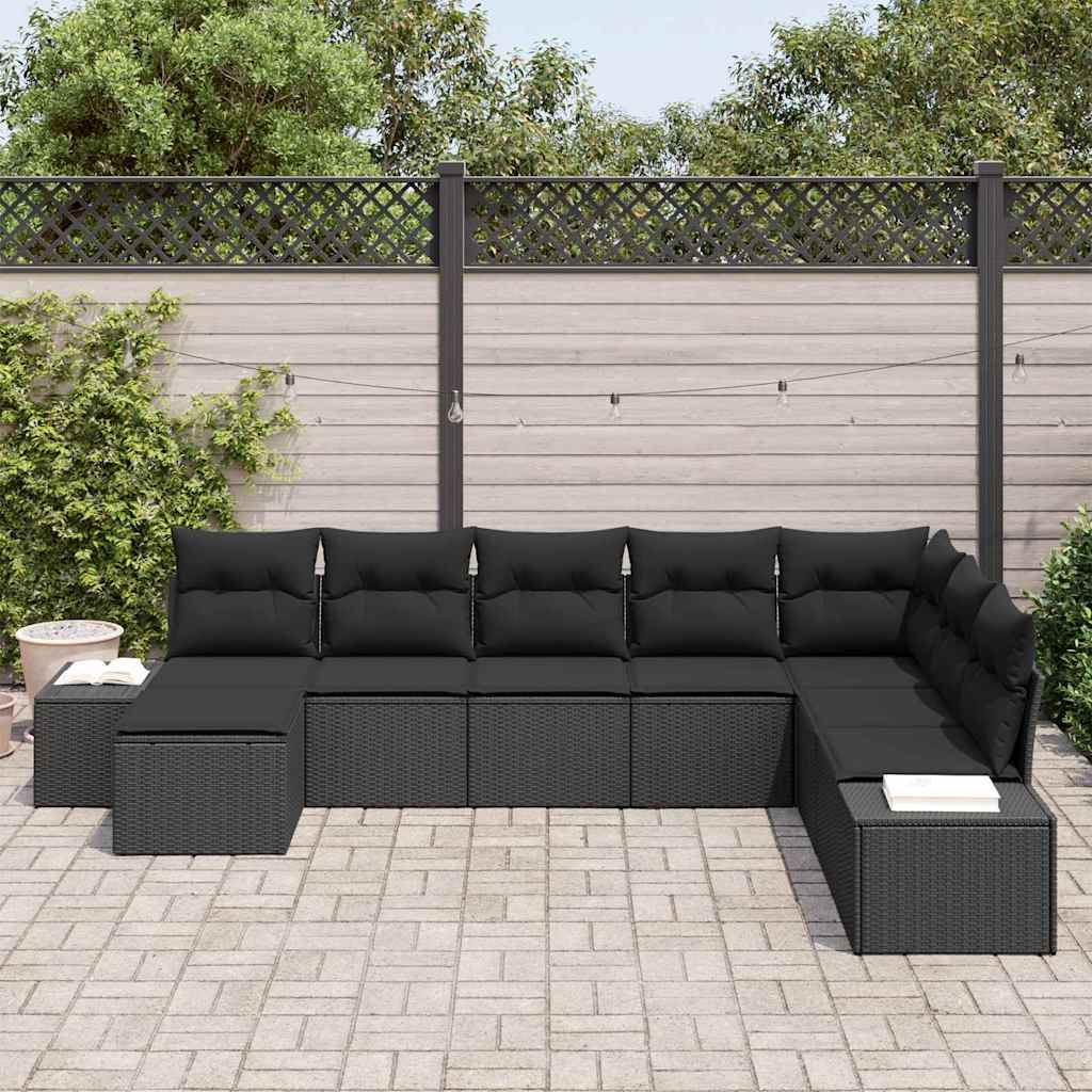 Garten-Sofa-Set 8 stk. Schwarz Poly-Rattan