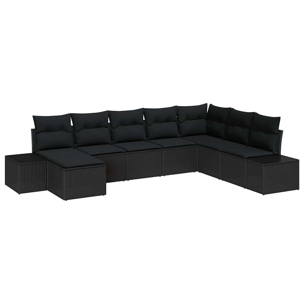 Garten-Sofa-Set 8 stk. Schwarz Poly-Rattan