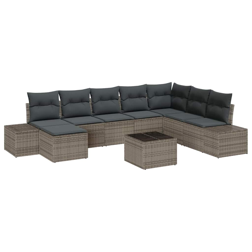 Garten-Sofa-Set 8 stk. Grau Poly-Rattan