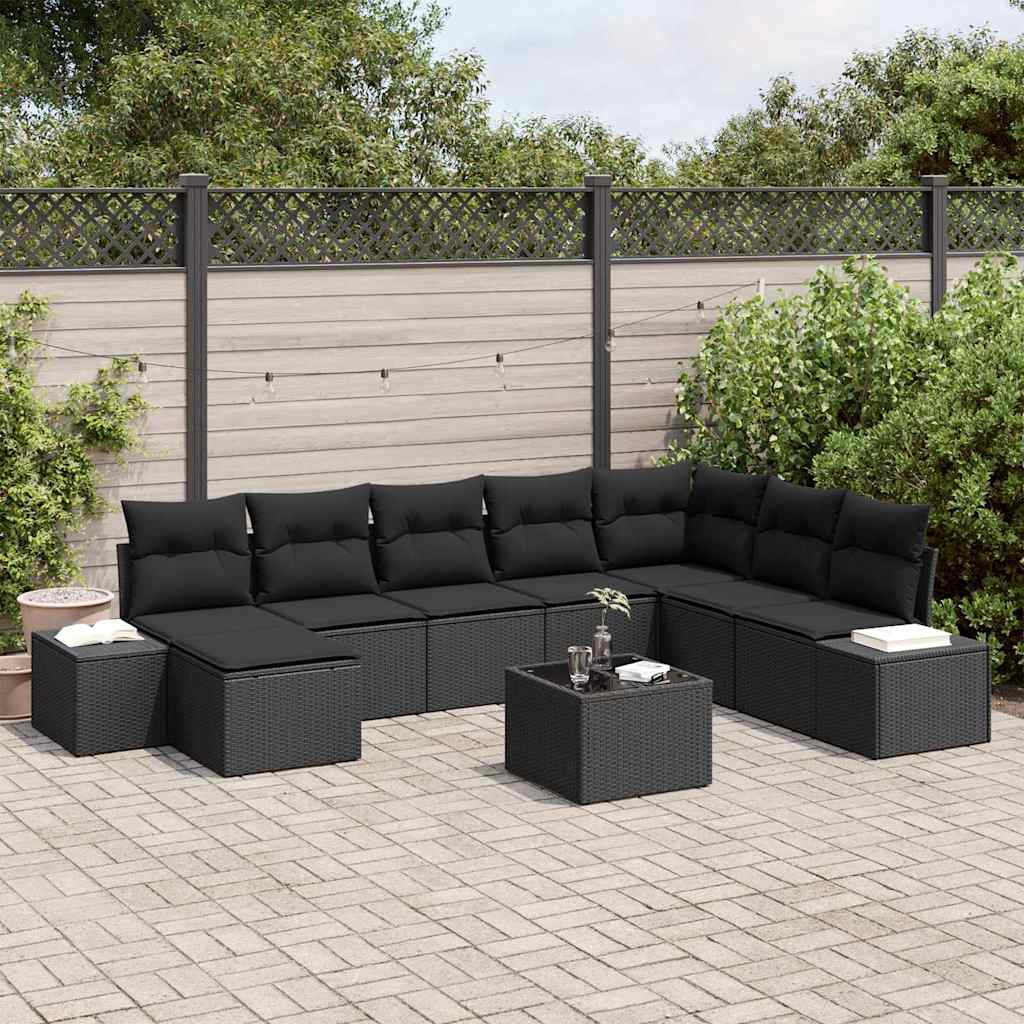 Garten-Sofa-Set 8 stk. Schwarz Poly-Rattan