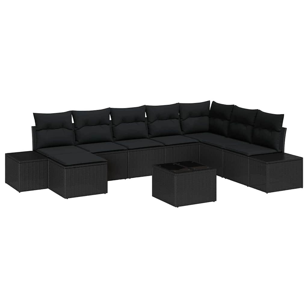 Garten-Sofa-Set 8 stk. Schwarz Poly-Rattan