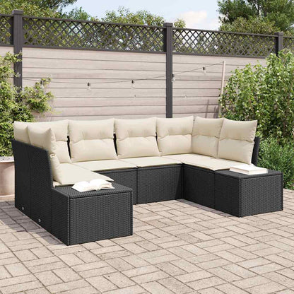 Gartensofa-set 6 stk. 6-Sitzanzahl Schwarz und Creme