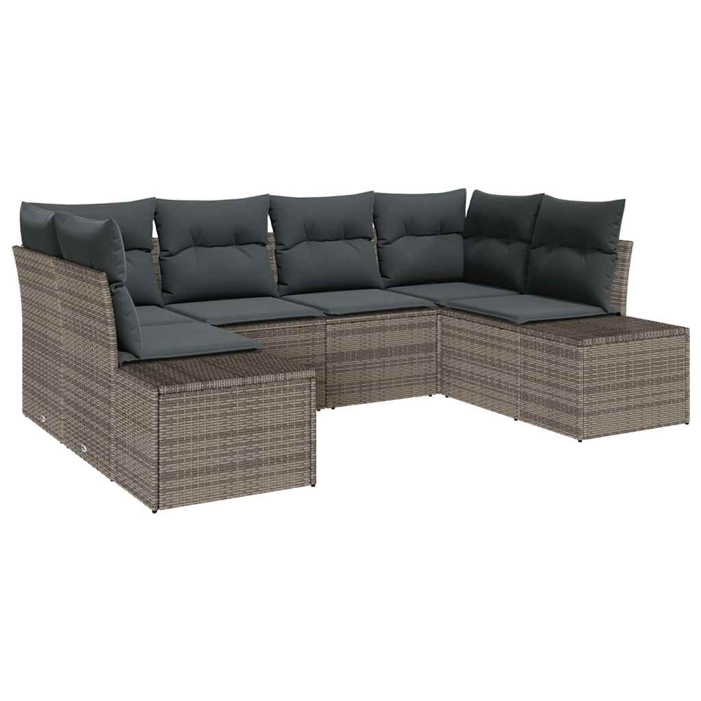 Gartensofa-set 6 stk. 6-Sitzanzahl Grau Poly Rattan