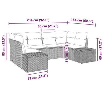 Gartensofa-set 6 stk. 6-Sitzanzahl Beige und Creme Poly Rattan