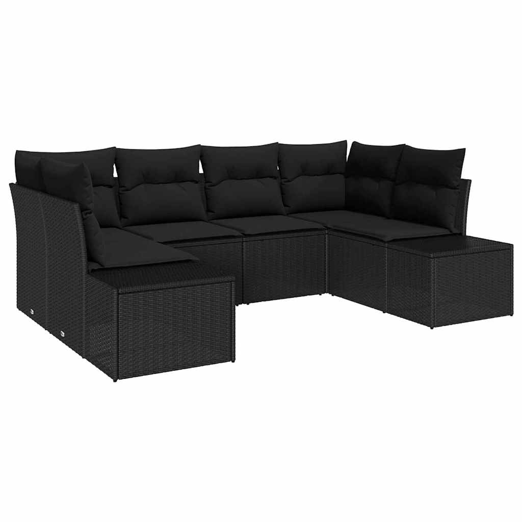 Gartensofa-set 6 stk. 6-Sitzanzahl Schwarz Poly Rattan
