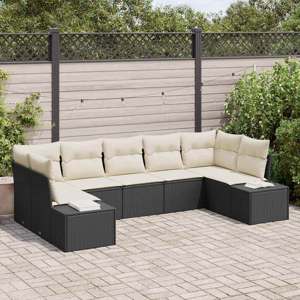 Gartensofa-set 7 stk. 7-Sitzanzahl Schwarz und Creme