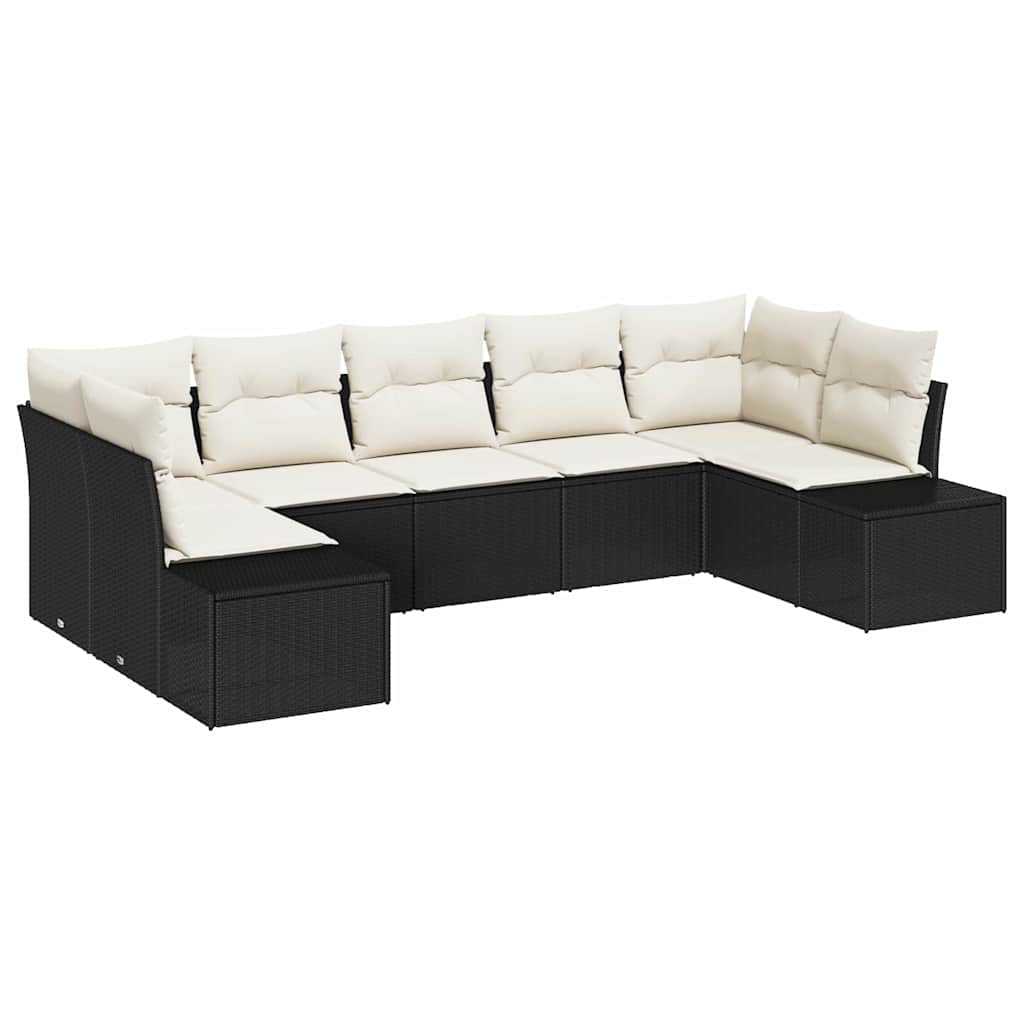 Gartensofa-set 7 stk. 7-Sitzanzahl Schwarz und Creme