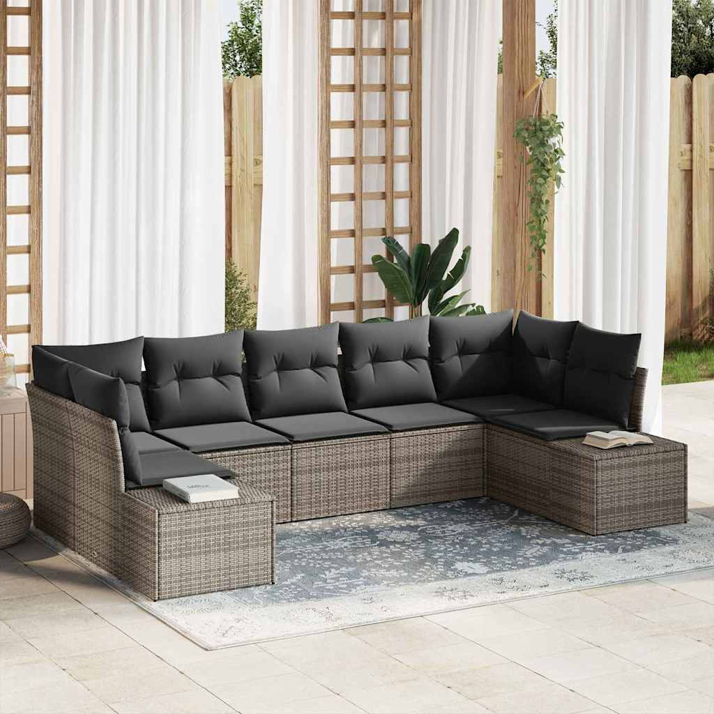 Gartensofa-set 7 stk. 7-Sitzanzahl Grau Poly Rattan