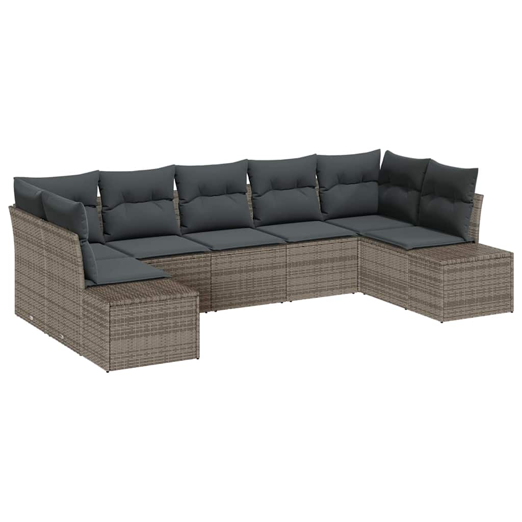 Gartensofa-set 7 stk. 7-Sitzanzahl Grau Poly Rattan