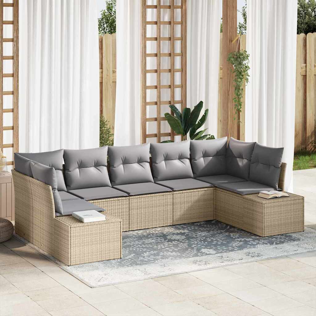 Gartensofa-set 7 stk. 7-Sitzanzahl Beige und Hellgrau