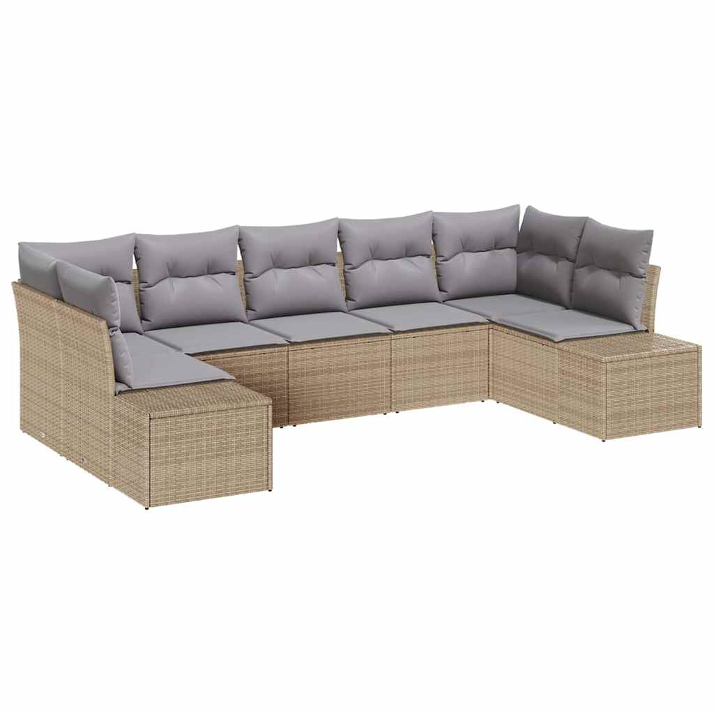 Gartensofa-set 7 stk. 7-Sitzanzahl Beige und Hellgrau