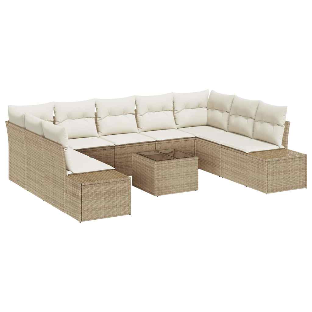 Gartensofa-set 9 stk. 8-Sitzanzahl Beige und Creme Polyrattan