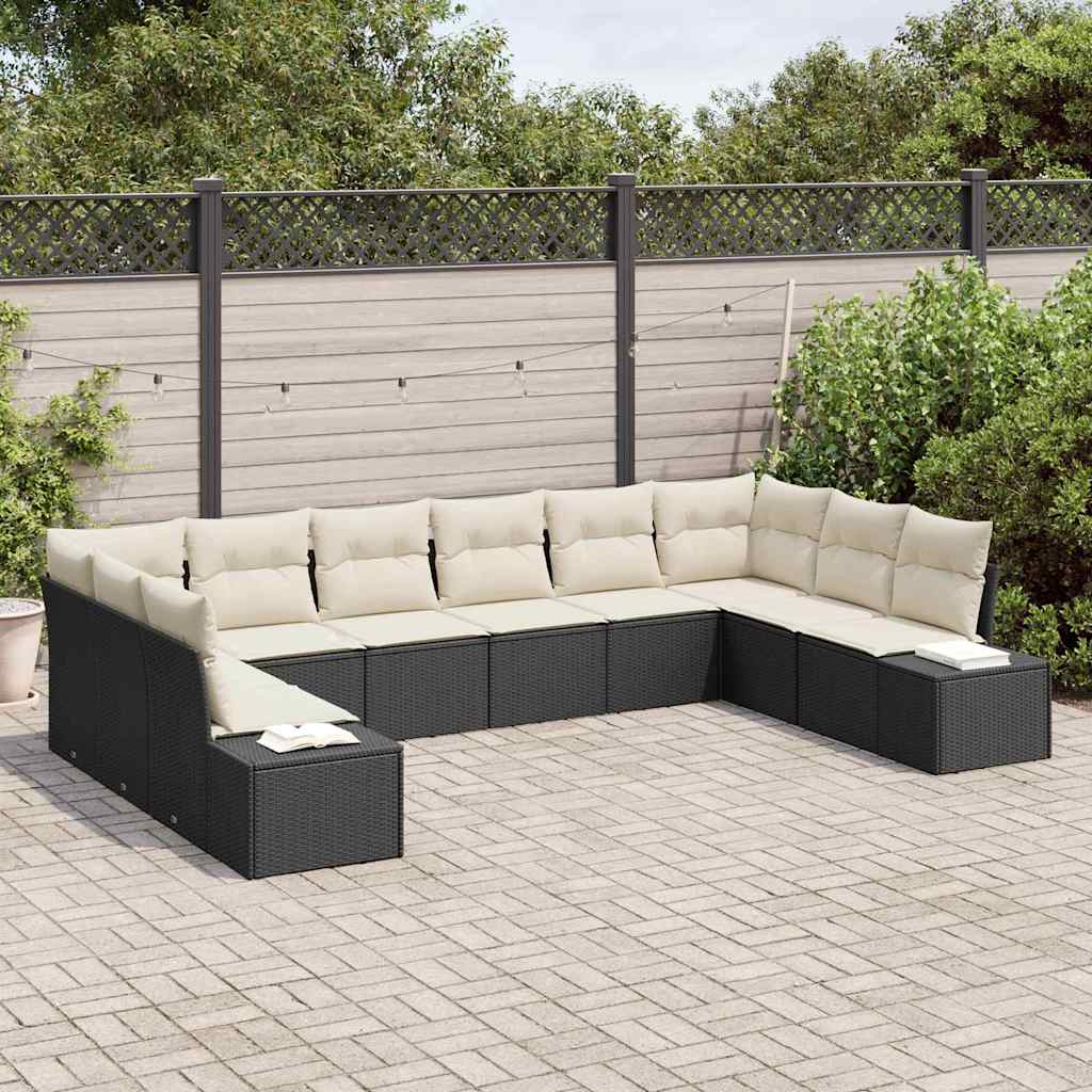 Gartensofa-set 10 stk. 9-Sitzanzahl Schwarz und Creme