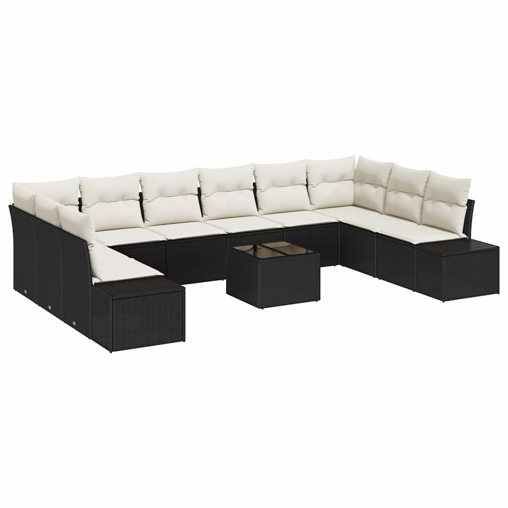 Gartensofa-set 10 stk. 9-Sitzanzahl Schwarz und Creme