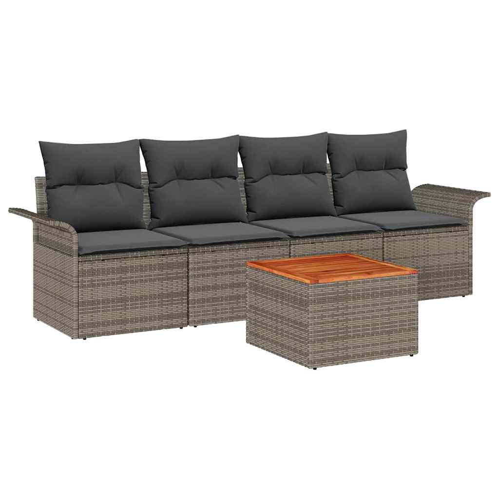 Gartensofa-set 5 Stk. 4-Sitzanzahl Grau Poly-Rattan
