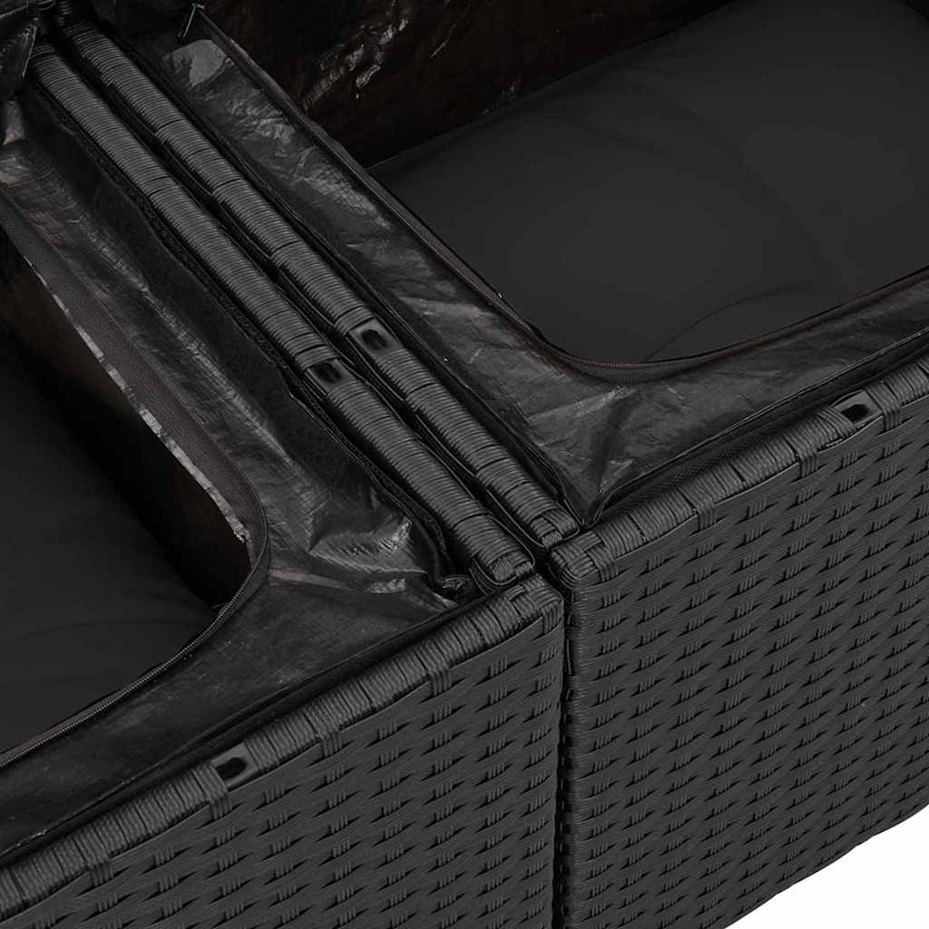Gartensofa-set 5 Stk. 4-Sitzanzahl Schwarz Poly-Rattan