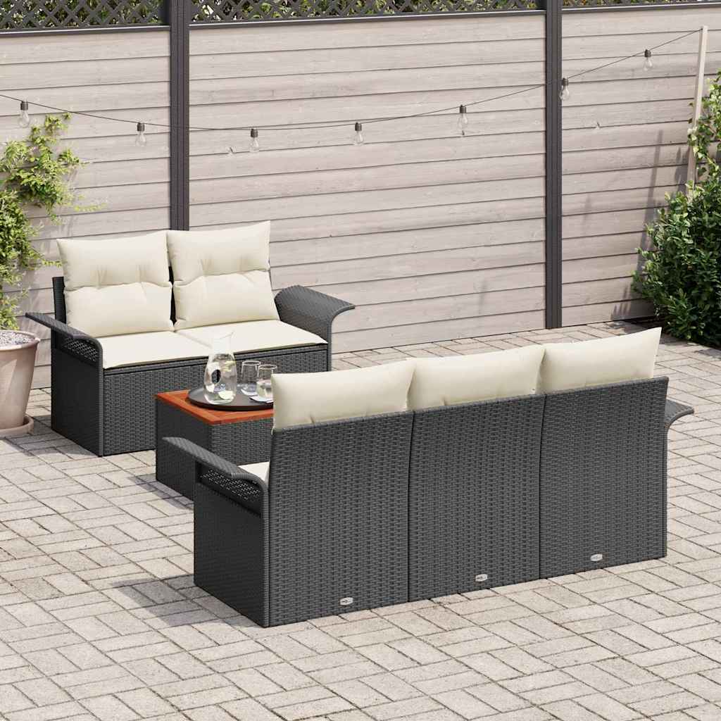Gartensofa-set 6 stk. 5-Sitzanzahl Schwarz und Creme